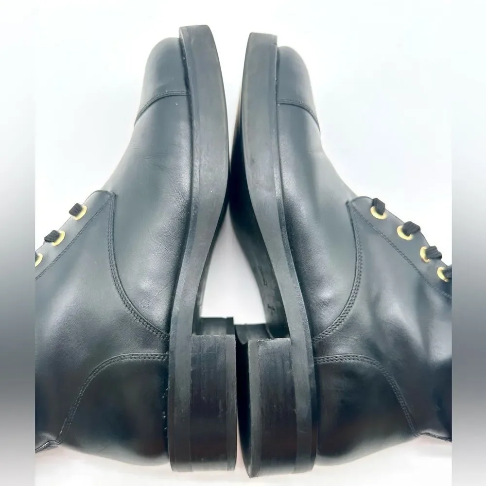 Louis Vuitton Wonderland Ranger Combat Moto Boots Black Leather LV Logo EU 38.5
